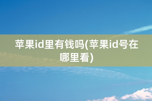 苹果id里有钱吗(苹果id号在哪里看)