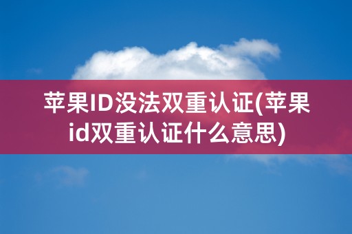 苹果ID没法双重认证(苹果id双重认证什么意思)