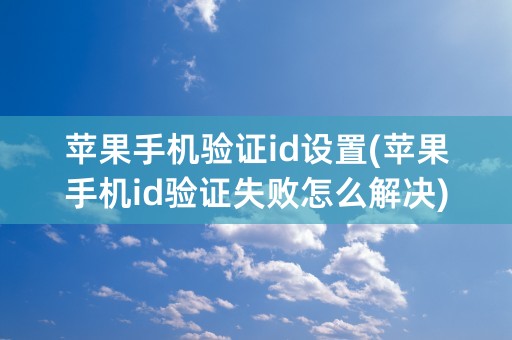 苹果手机验证id设置(苹果手机id验证失败怎么解决)