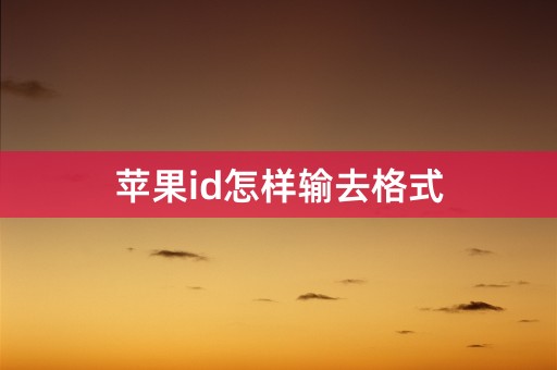 苹果id怎样输去格式