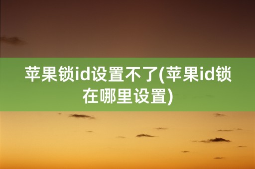 苹果锁id设置不了(苹果id锁在哪里设置)