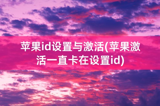 苹果id设置与激活(苹果激活一直卡在设置id)