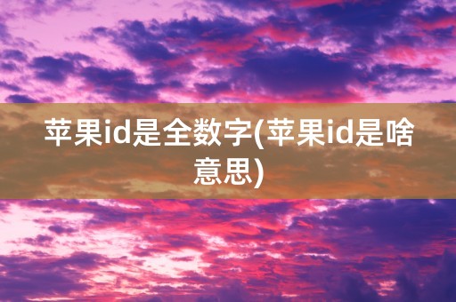 苹果id是全数字(苹果id是啥意思)