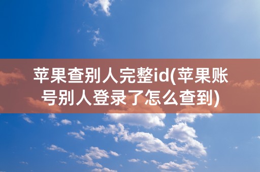 苹果查别人完整id(苹果账号别人登录了怎么查到)