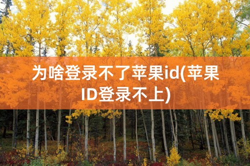 为啥登录不了苹果id(苹果ID登录不上)