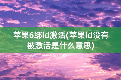 苹果6绑id激活(苹果id没有被激活是什么意思)