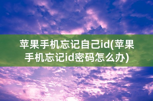 苹果手机忘记自己id(苹果手机忘记id密码怎么办)