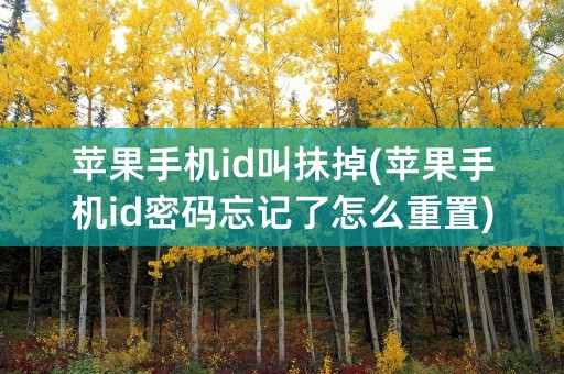 苹果手机id叫抹掉(苹果手机id密码忘记了怎么重置)