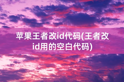 苹果王者改id代码(王者改id用的空白代码)