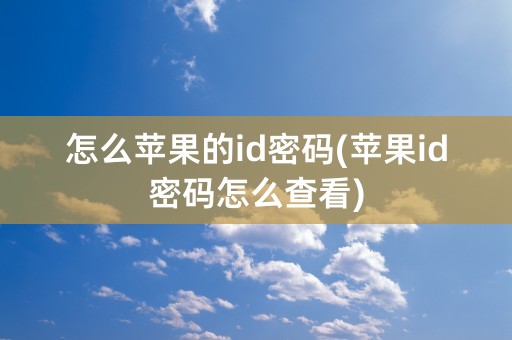 怎么苹果的id密码(苹果id密码怎么查看)