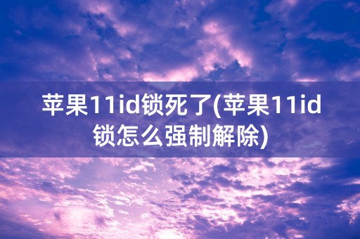 苹果11id锁死了(苹果11id锁怎么强制解除)