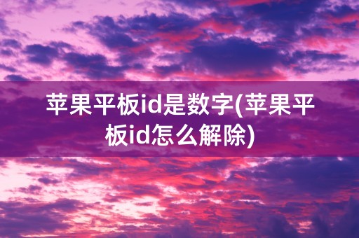 苹果平板id是数字(苹果平板id怎么解除)