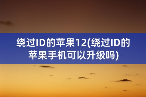 绕过ID的苹果12(绕过ID的苹果手机可以升级吗)