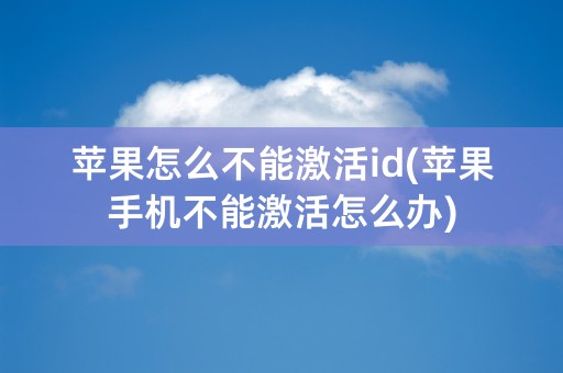 苹果怎么不能激活id(苹果手机不能激活怎么办)