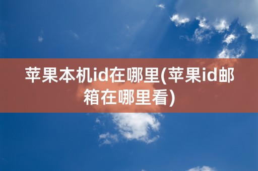 苹果本机id在哪里(苹果id邮箱在哪里看)