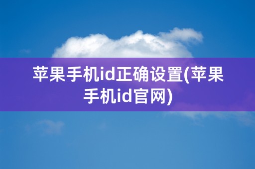 苹果手机id正确设置(苹果手机id官网)