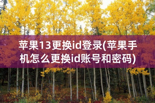 苹果13更换id登录(苹果手机怎么更换id账号和密码)