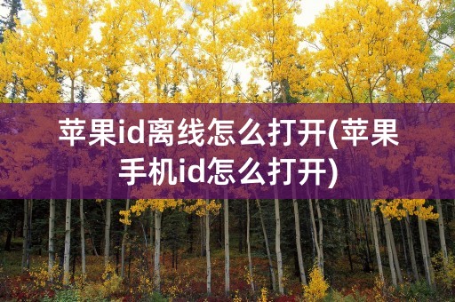 苹果id离线怎么打开(苹果手机id怎么打开)