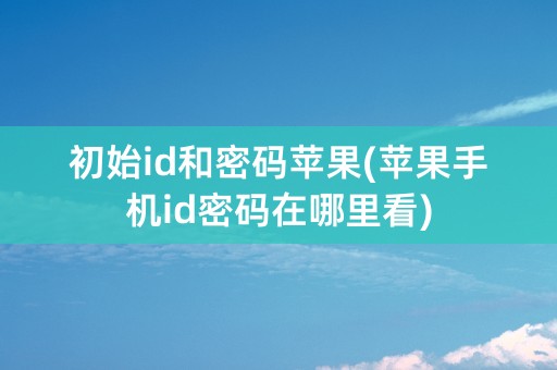 初始id和密码苹果(苹果手机id密码在哪里看)