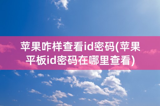 苹果咋样查看id密码(苹果平板id密码在哪里查看)