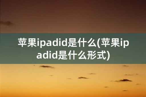 苹果ipadid是什么(苹果ipadid是什么形式)