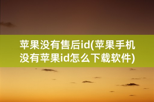 苹果没有售后id(苹果手机没有苹果id怎么下载软件)