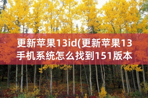 更新苹果13id(更新苹果13手机系统怎么找到151版本)