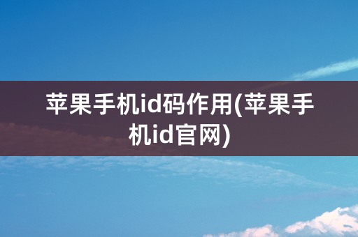 苹果手机id码作用(苹果手机id官网)