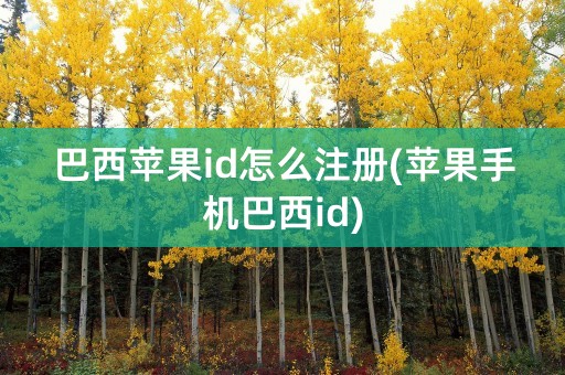 巴西苹果id怎么注册(苹果手机巴西id)