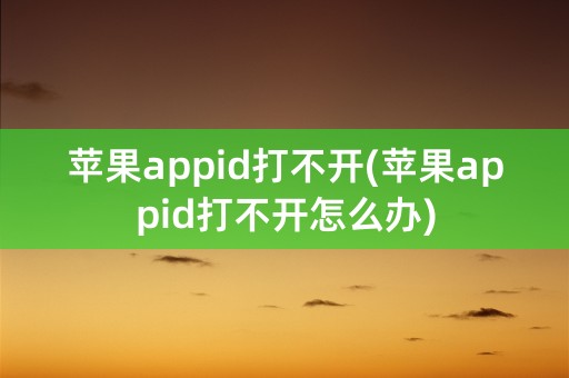 苹果appid打不开(苹果appid打不开怎么办)