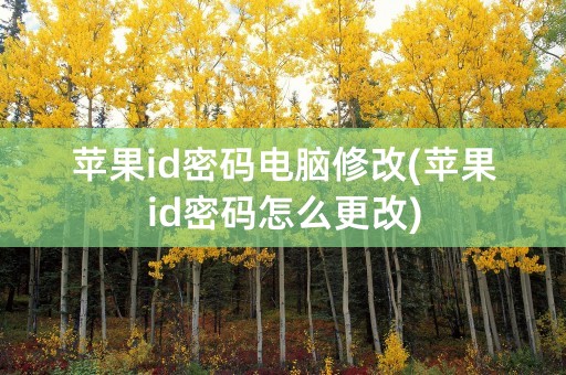 苹果id密码电脑修改(苹果id密码怎么更改)