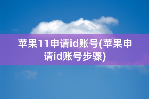 苹果11申请id账号(苹果申请id账号步骤)