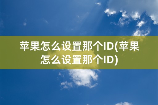 苹果怎么设置那个ID(苹果怎么设置那个ID)