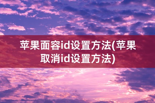 苹果面容id设置方法(苹果取消id设置方法)