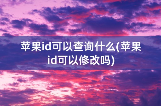 苹果id可以查询什么(苹果id可以修改吗)