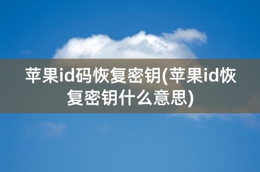 苹果id码恢复密钥(苹果id恢复密钥什么意思)