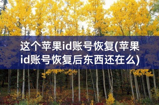 这个苹果id账号恢复(苹果id账号恢复后东西还在么)