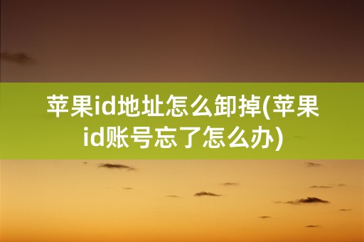 苹果id地址怎么卸掉(苹果id账号忘了怎么办)