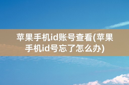 苹果手机id账号查看(苹果手机id号忘了怎么办)