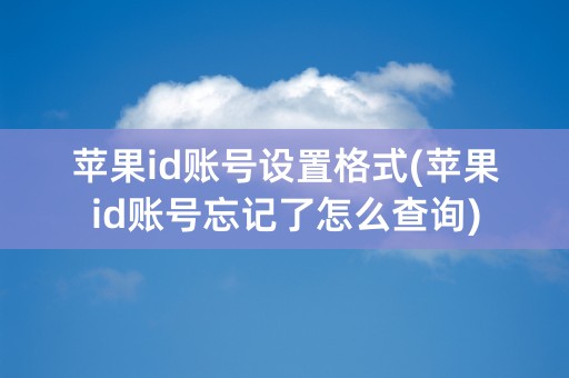 苹果id账号设置格式(苹果id账号忘记了怎么查询)