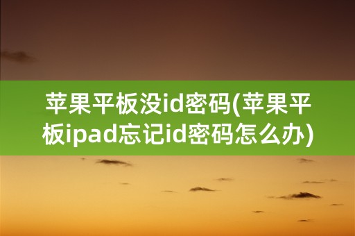 苹果平板没id密码(苹果平板ipad忘记id密码怎么办)