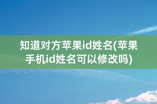 知道对方苹果id姓名(苹果手机id姓名可以修改吗)