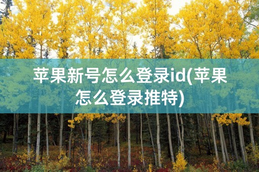 苹果新号怎么登录id(苹果怎么登录推特)