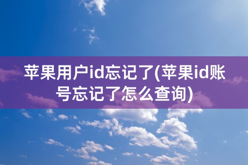 苹果用户id忘记了(苹果id账号忘记了怎么查询)