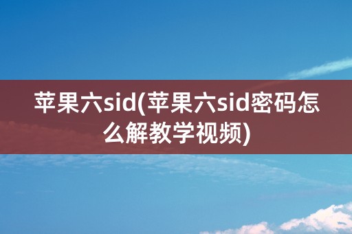 苹果六sid(苹果六sid密码怎么解教学视频)