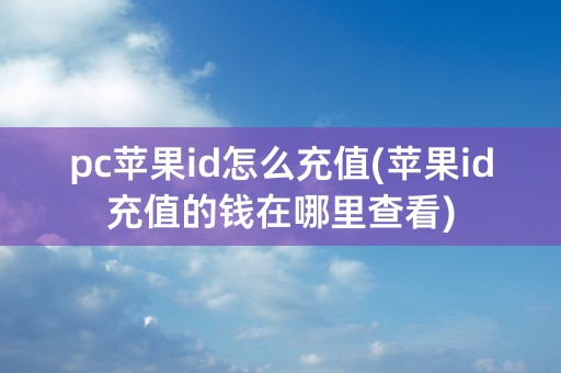 pc苹果id怎么充值(苹果id充值的钱在哪里查看)