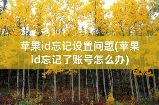 苹果id忘记设置问题(苹果id忘记了账号怎么办)