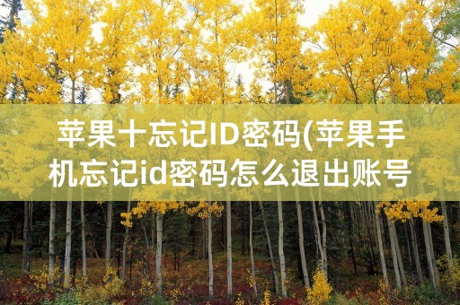 苹果十忘记ID密码(苹果手机忘记id密码怎么退出账号)