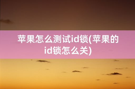 苹果怎么测试id锁(苹果的id锁怎么关)