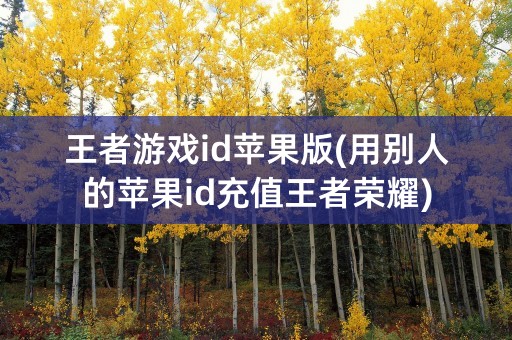 王者游戏id苹果版(用别人的苹果id充值王者荣耀)